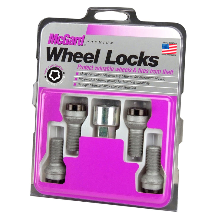 McGard Wheel Lock Bolt Set - 4pk. (Radius Seat) M14X1.5 / 17mm Hex / 26.7mm Shank Length - Black - Bull Strap