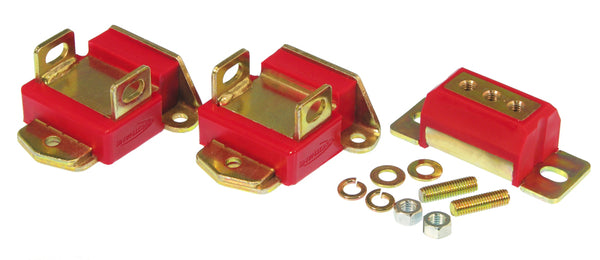 Prothane GM Motor & Trans Mount Kit - Red - Bull Strap