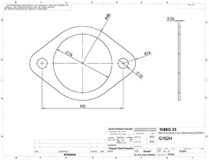 Turbo XS 2-Bolt High Temperature Exhaust Gasket 76mm/3in ID (Single) - Bull Strap