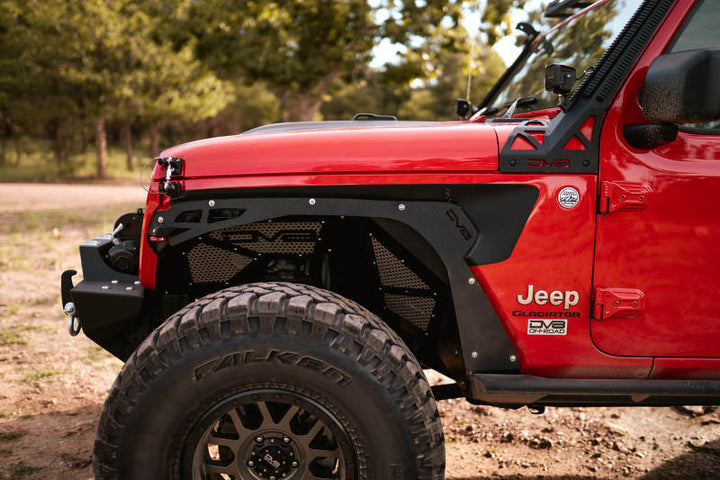 DV8 Offroad 2018+ Jeep Wrangler JL Front Inner Fenders - Black - Bull Strap