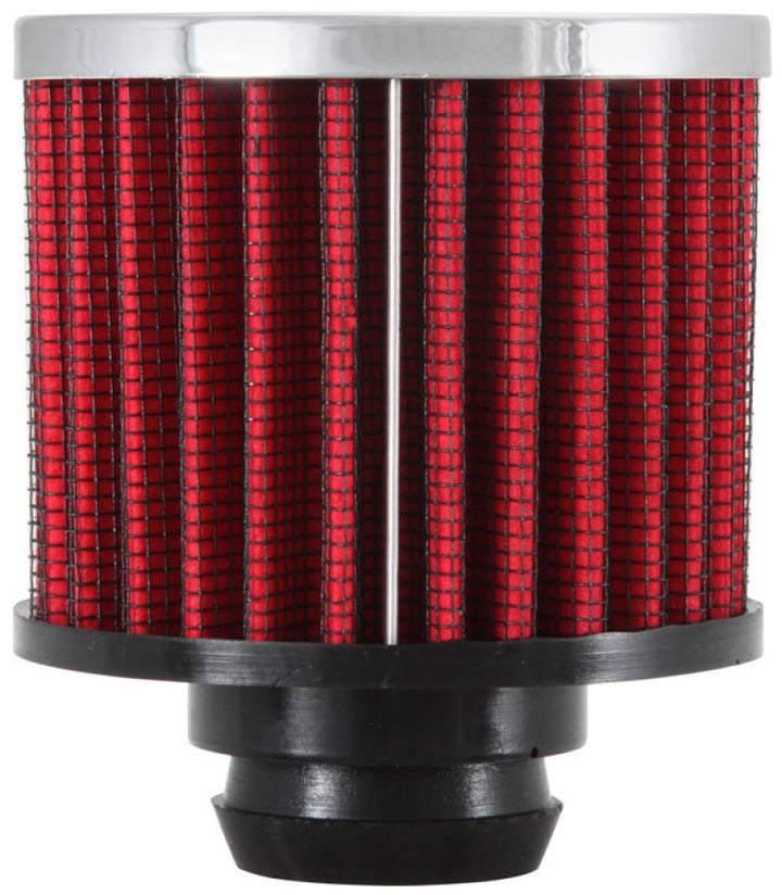 K&N Rubber Base Chrome Top Push-In Crankcase Vent Filter 3in OD x 2-1/2in H. - Bull Strap