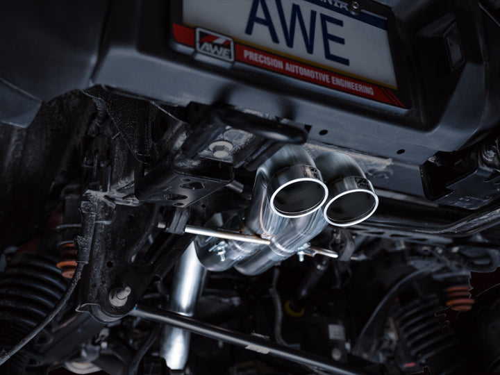 AWE Tuning 22-24 Ford Bronco Raptor 4WD Dual BashGuards Cat-Back SwitchPath Exhaust (No Tips) - Bull Strap