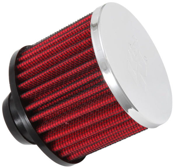 K&N Rubber Base Chrome Top Push-In Crankcase Vent Filter 3in OD x 2-1/2in H. - Bull Strap