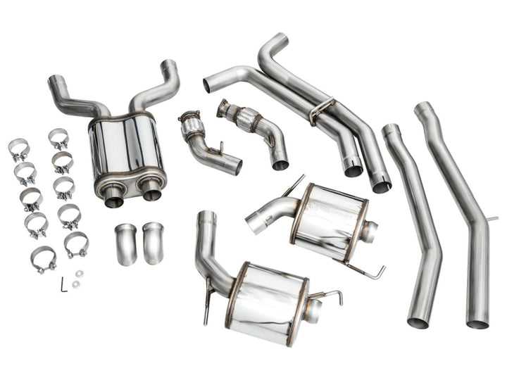 AWE Audi 2019-2023 C8 A6/A7 3.0T Touring Edition Cat-back Exhaust- Turn Downs - Bull Strap