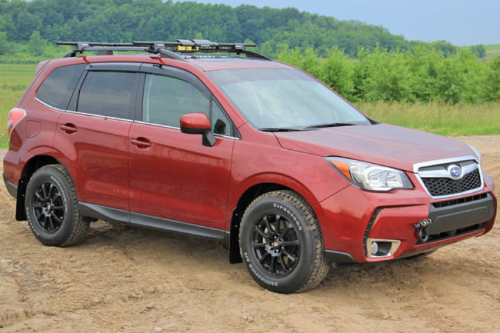 Rally Armor 14-18 Subaru Forester Black Mud Flap w/ Grey Logo - Bull Strap