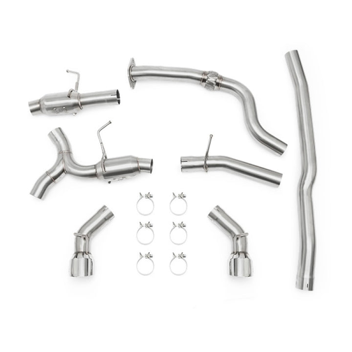 Mishimoto 2016+ Chevrolet Camaro 2.0T Dual Polished Tip Cat-Back Exhaust - Bull Strap