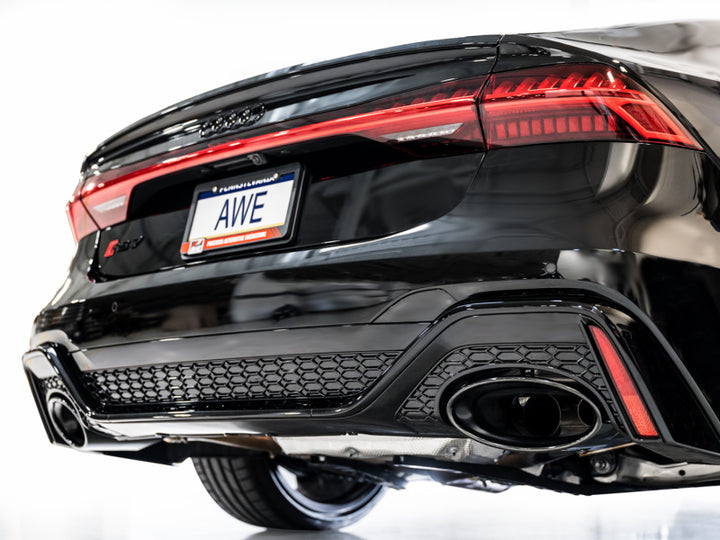 AWE Tuning 21-23 Audi C8 RS6/RS7 SwitchPath Cat-back Exhaust - Diamond Black Tips - Bull Strap