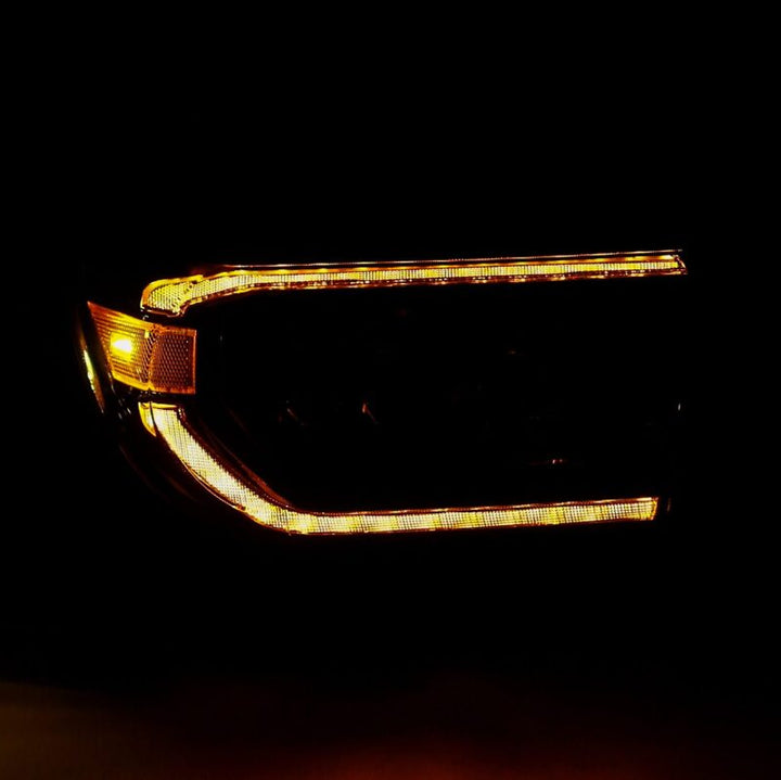 AlphaRex 07-13 Toyota Tundra NOVA LED Proj Headlights Alpha-Black w/Activ Light/Seq Signal/DRL - Bull Strap