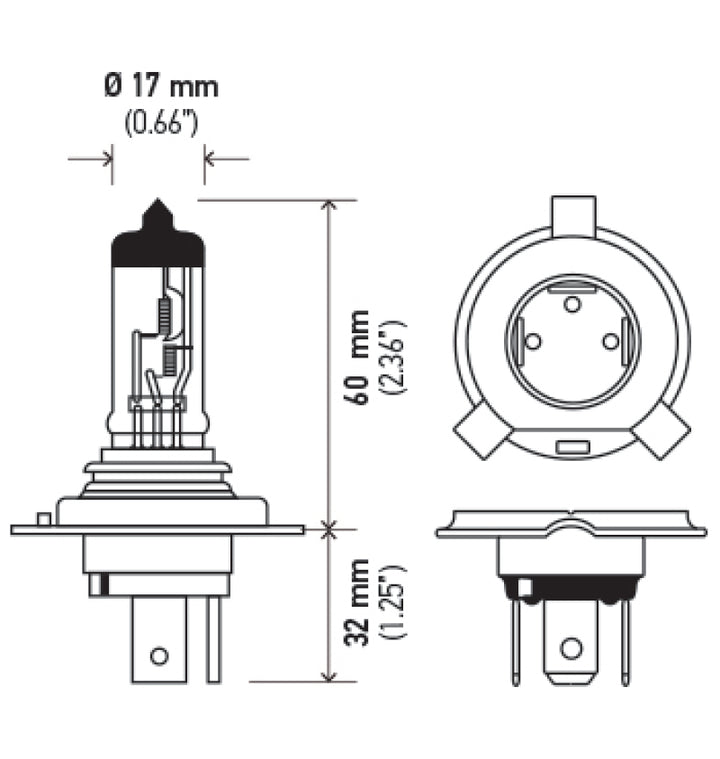 Hella Halogen H4 12V 60/55W Bulb - Bull Strap