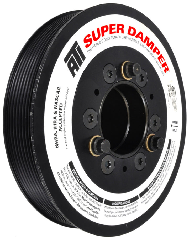 ATI Damper - 7.48in - Alum - 8 Grv - Dodge - 2009+ - 5.7L / 6.4L Hemi Truck - 3 Ring - Bull Strap