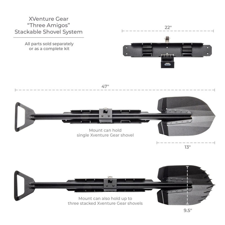 Go Rhino Xventure Gear Sharktooth Stackable Shovel - Textured Black - Bull Strap