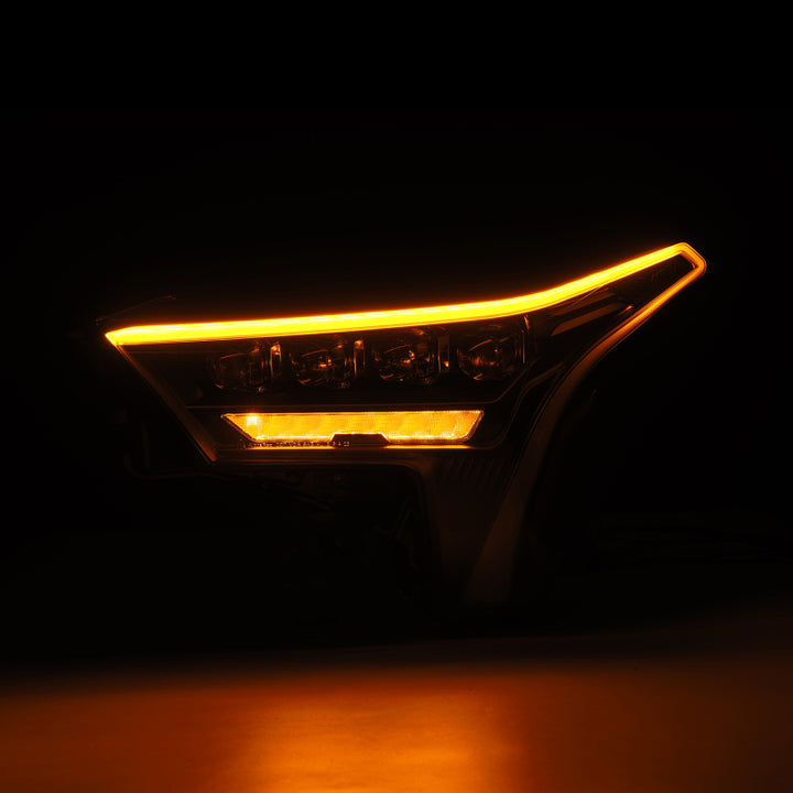 AlphaRex 22-23 Toyota Tundra NOVA-Series Headlights Black w/Amber DRL - Req 810029 OR 810030 - Bull Strap