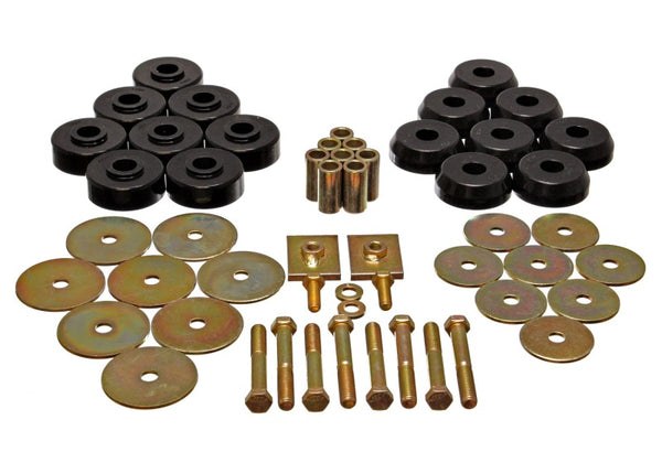 Energy Suspension Body Mount Set Exc. Cconvertible - Black - Bull Strap
