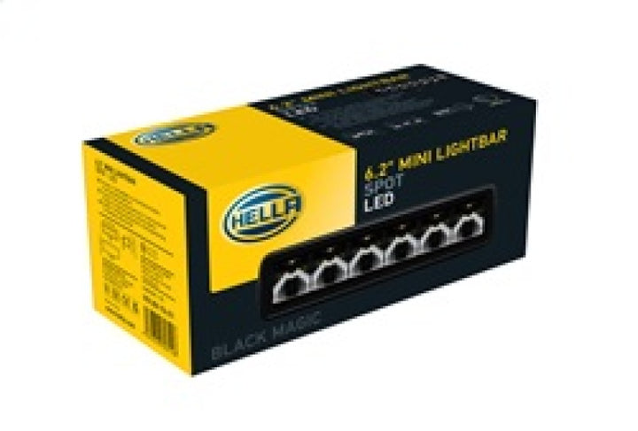 Hella Universal Black Magic 6 L.E.D. Mini Light Bar - Spot Beam - Bull Strap