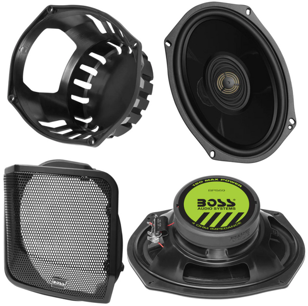 Boss Audio Systems Harley Davidson 6 x 9 Inch Saddlebag Speaker Kit - Bull Strap