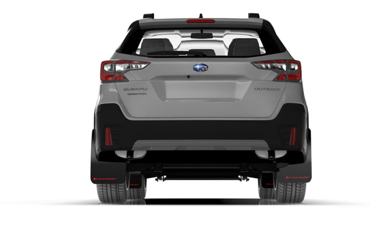 Rally Armor 20-25 Subaru Outback Black UR Mud Flap w/White Logo - Bull Strap