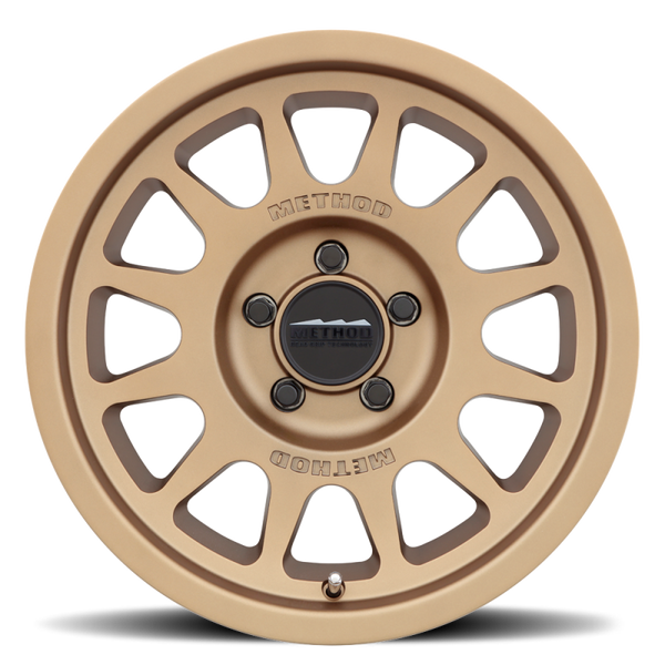 Method MR703 17x8.5 0mm Offset 5x5 71.5mm CB Method Bronze Wheel - Bull Strap