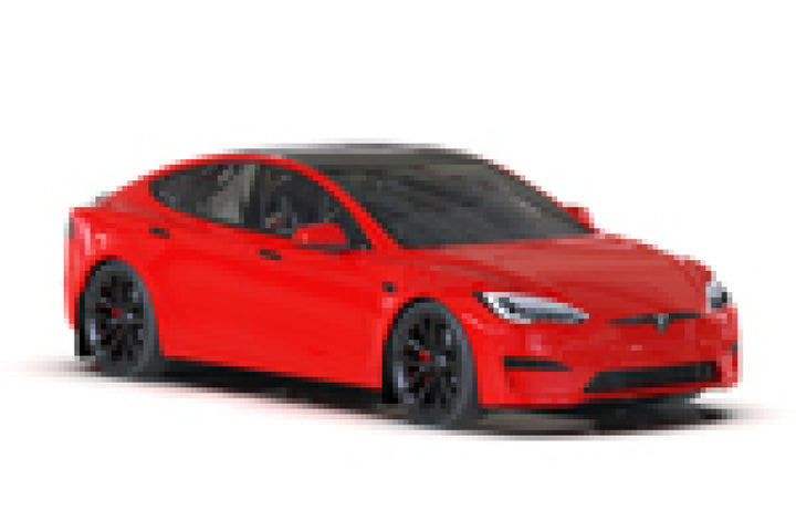 Rally Armor 21-25 Tesla Model S / S Plaid Black UR Mud Flap w/Red Logo - Bull Strap