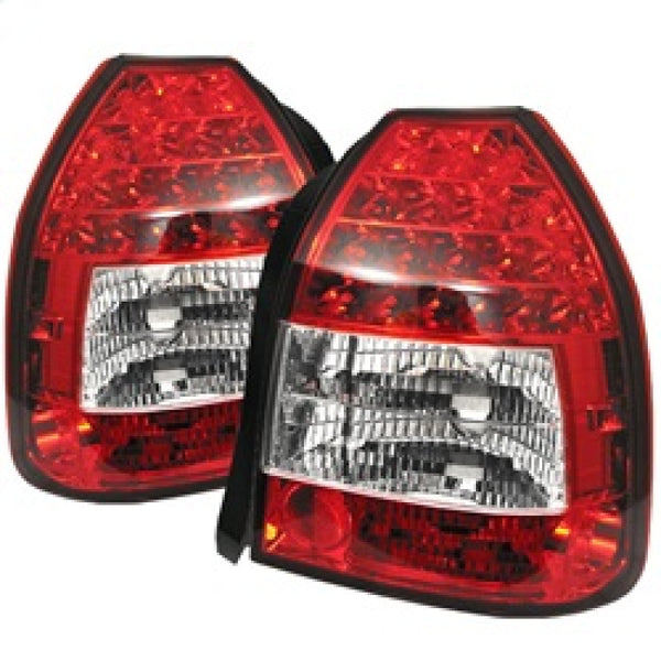 Spyder Honda Civic 96-00 3DR LED Tail Lights Red Clear ALT-YD-HC96-3D-LED-RC - Bull Strap
