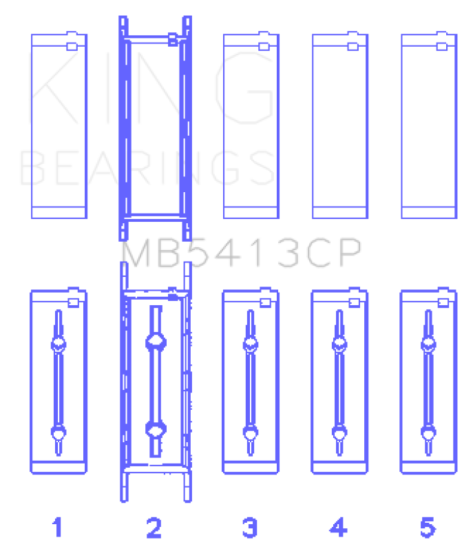 King Engine Bearings Opel LNF/LSJ/L42/61/Z22SE Crankshaft Main Bearing Set (Set of 5) - Bull Strap