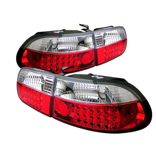 Spyder Honda Civic 92-95 3DR LED Tail Lights Red Clear ALT-YD-HC92-3D-LED-RC - Bull Strap