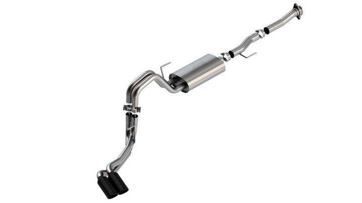 Borla F-150 2021 5.0L 2dr RC SB (122.8 WB) XL/XLT 3/2.25 DSE Cat-Back S-Type Black Chrome Tips - Bull Strap