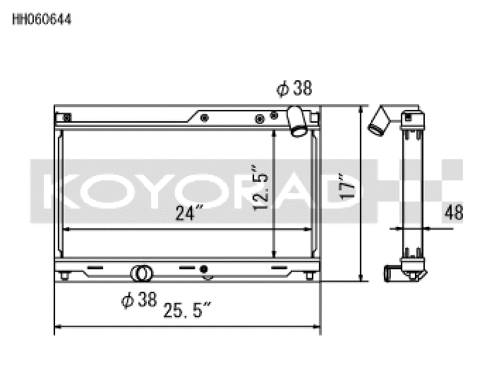 Koyo 93-95 Mazda RX-7 1.3L Turbo Radiator - Bull Strap