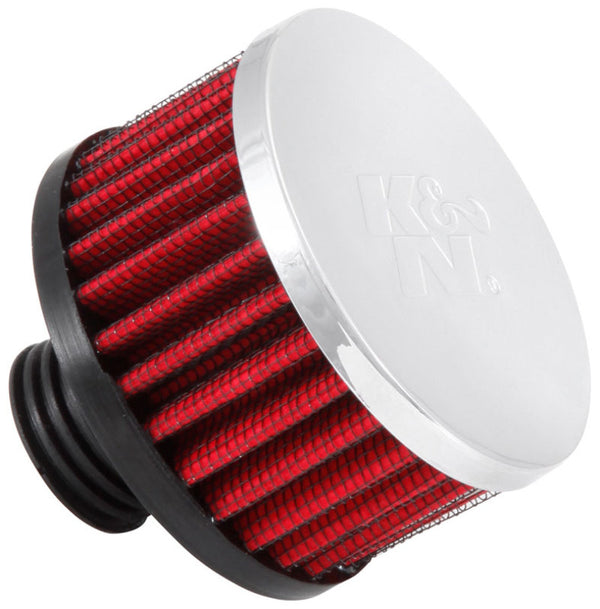 K&N .5in Flange ID x 3in OD x 3.25in H Rubber Base Crankcase Vent Filter - Bull Strap