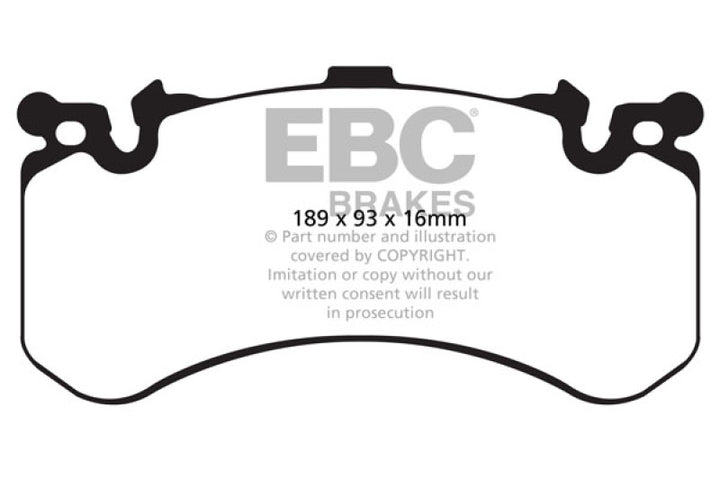 EBC 11+ Audi A8 Quattro 6.3 (Cast Iron Rotors) Yellowstuff Front Brake Pads - Bull Strap