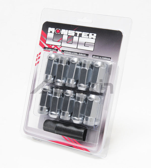 Wheel Mate 14x1.50 Monster Open End Silver Lug Nut - Set of 20 - Bull Strap