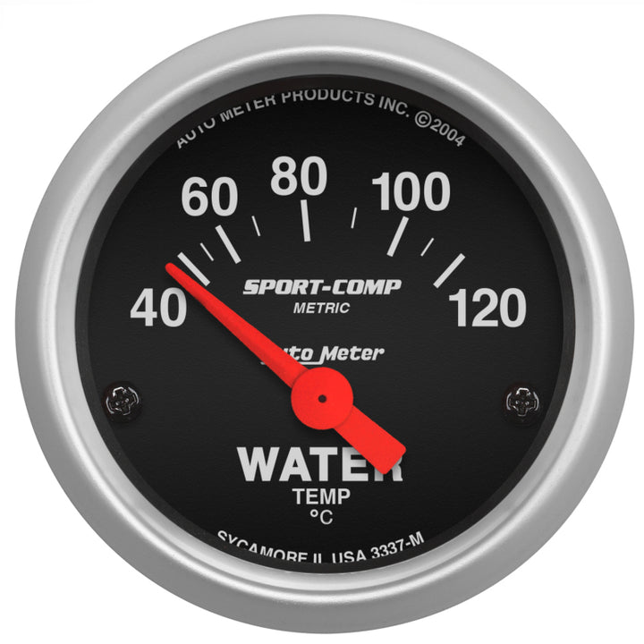 Autometer Sport-Comp 52mm 40-120 Degree Short Sweep Electronic Water Temperature Gauge - Bull Strap