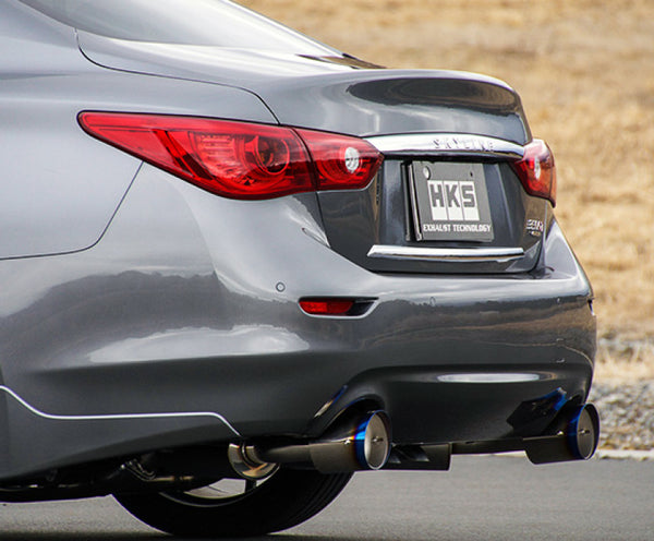 HKS Infiniti Q50 Hybrid VQ37 Dual Hi-Power Titanium Tip Catback Exhaust - Bull Strap