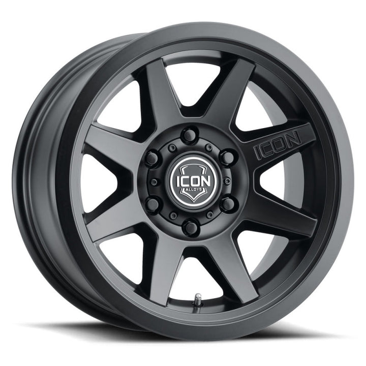 ICON Rebound 17x8.5 6x5.5 0mm Offset 4.75in BS 106.1mm Bore Satin Black Wheel - Bull Strap