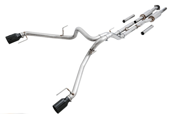 AWE Tuning 2017+ Ford Raptor 0 FG Performance Exhaust System - w/ Diamond Black Tips - Bull Strap