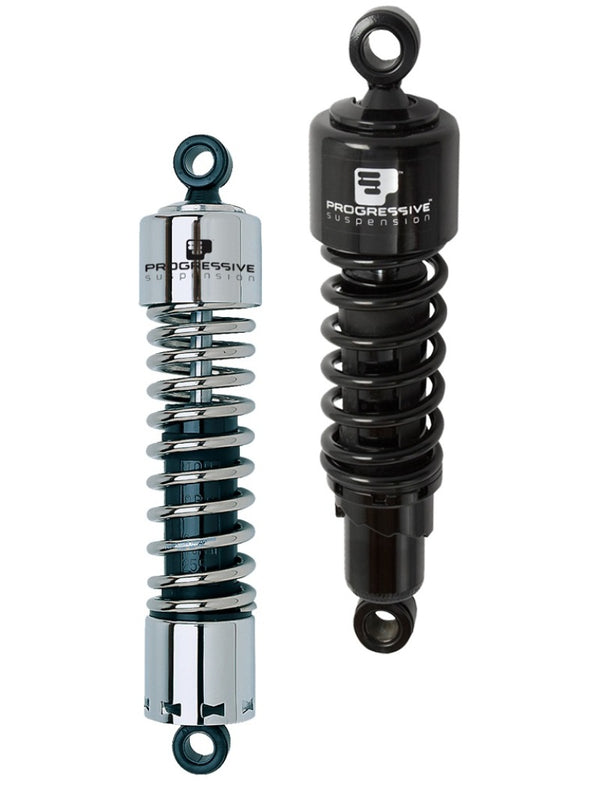 Progressive Harley 412 Series Shocks 13.0in - Chrome - Bull Strap