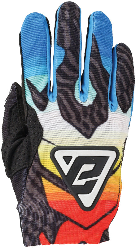 Answer 25 Aerlite Drip Gloves Black/White/Rainbow Youth - Large - Bull Strap