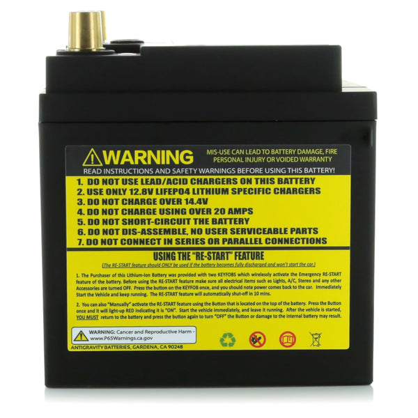 Antigravity H6/Group 48 Lithium Car Battery w/Re-Start - Bull Strap