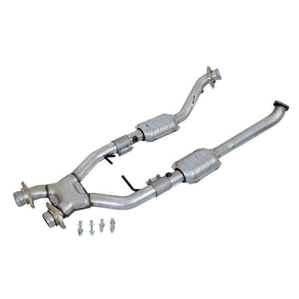 BBK 96-98 Mustang 4.6 Cobra High Flow X Pipe With Catalytic Converters - 2-1/2 - Bull Strap
