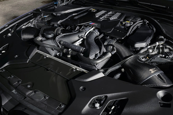 CSF 16-21 BMW M5 (F90) / 17-21 BMW M8 (F91/F92/F93) Twin Charge-Air-Cooler Set - Crinkle Black - Bull Strap