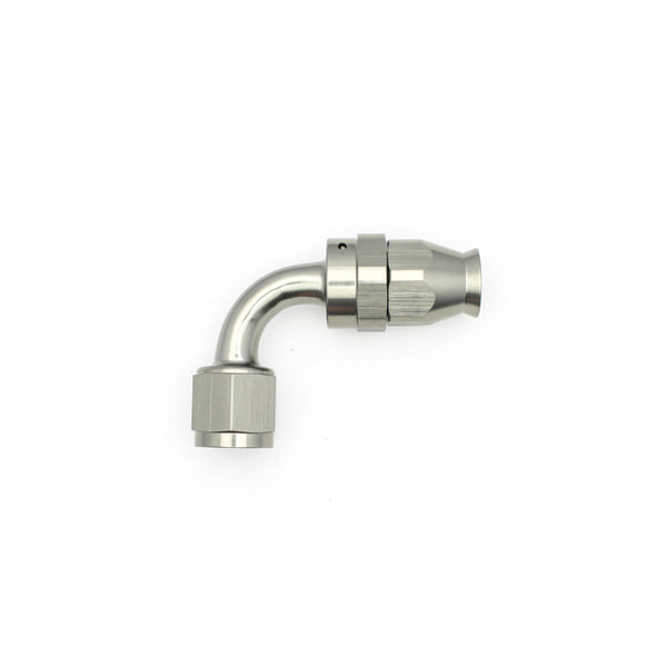 DeatschWerks 8AN Female Swivel 90-Degree Hose End PTFE (Incl. 1 Olive Insert) - Bull Strap