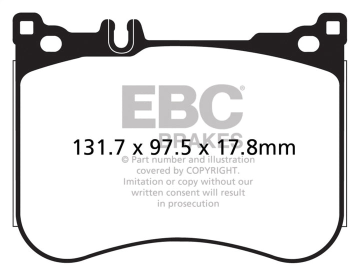 EBC 14+ Mercedes-Benz S550 4.7 Twin Turbo AMG Sport Pkg Redstuff Front Brake Pads - Bull Strap