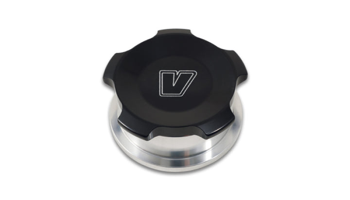 Vibrant 1.5in OD Aluminum Weld Bungs w/ Black Anodized Threaded Cap (incl. O-Ring) - Bull Strap