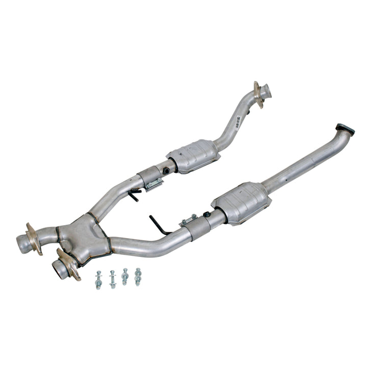 BBK 96-98 Mustang 4.6 Cobra High Flow X Pipe With Catalytic Converters - 2-1/2 - Bull Strap