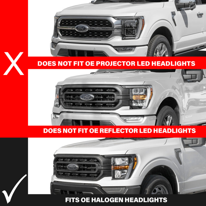 ANZO 21-23 Ford F-150 (w/Factory Halogen) Z-Series Full LED Proj Headlights - Pass. Side ONLY - Bull Strap