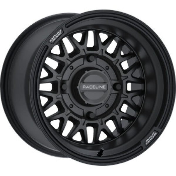 Raceline A13B Omega 15x10in/4x137 BP / 0mm Offset /110.18mm Bore - Satin Black Wheel - Bull Strap