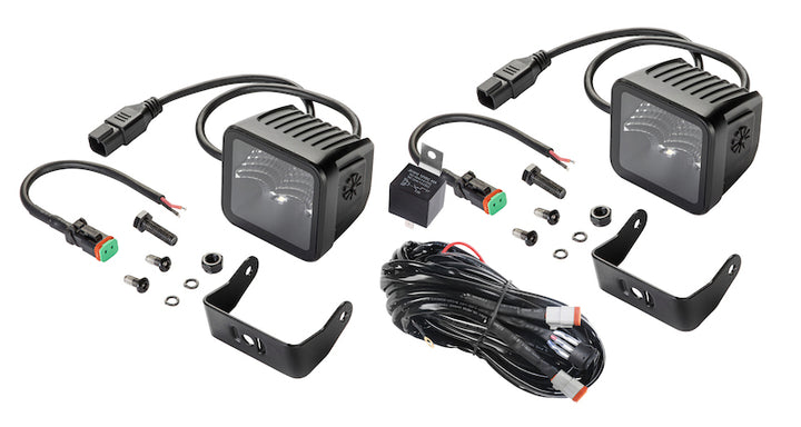 Hella Universal Black Magic 3.2in L.E.D. Cube Kit - Flood Beam - Bull Strap