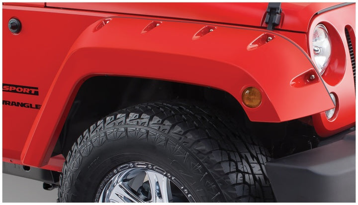 Bushwacker 07-18 Jeep Wrangler Pocket Style Flares 2pc - Black - Bull Strap