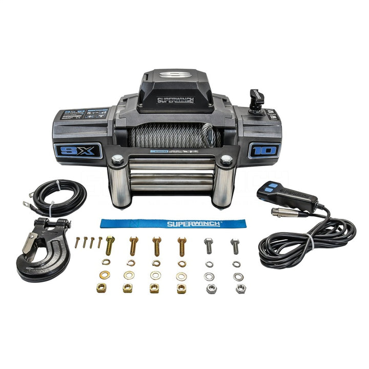 Superwinch 10000 LBS 12V DC 3/8in x 85ft Wire Rope SX 10000 Winch - Bull Strap