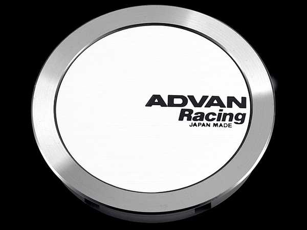 Advan 73mm Full Flat Centercap - White/Silver Alumite - Bull Strap
