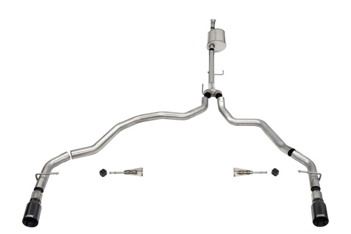 Corsa 2021-2025 Ford F-150 SuperCab/6.5in Bed 5.0L V8 Sport Cat-Back Dual Rear Exit-Black PVD - Bull Strap